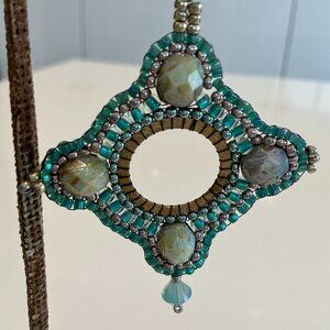 Lulii Blu, BoHo Beaded Earrings in Turquoise and Silver, Handmade